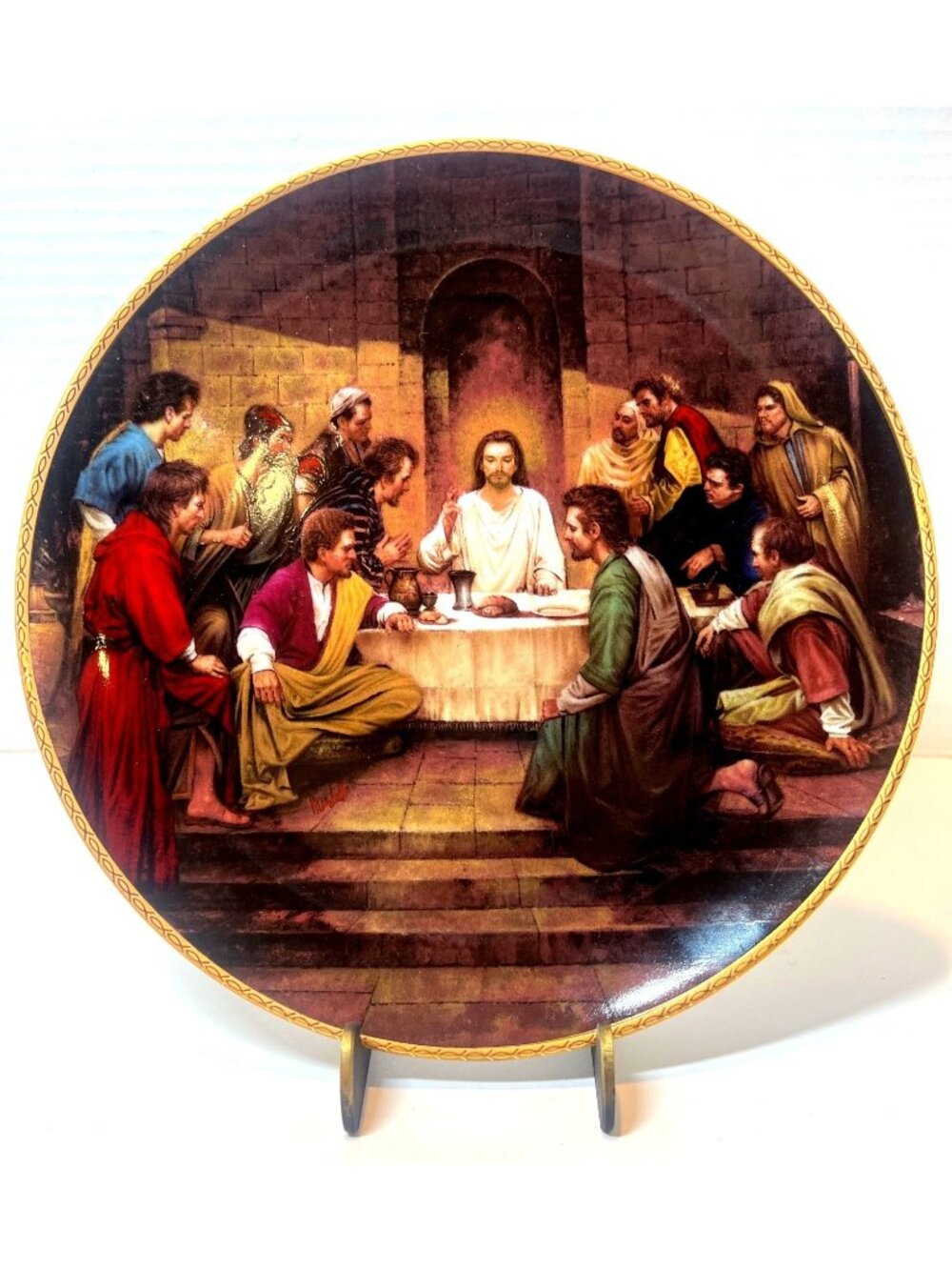 The Last Supper Collector Plate By Lou Marchetti 1991 ArtAffects 23K Gold Trim L